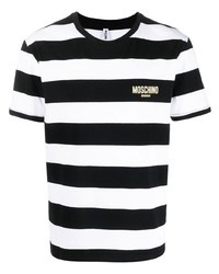 schwarzes bedrucktes T-Shirt mit einem Rundhalsausschnitt von Moschino