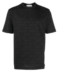 schwarzes bedrucktes T-Shirt mit einem Rundhalsausschnitt von Moschino