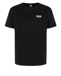 schwarzes bedrucktes T-Shirt mit einem Rundhalsausschnitt von Moschino