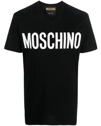 schwarzes bedrucktes T-Shirt mit einem Rundhalsausschnitt von Moschino