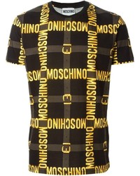 schwarzes bedrucktes T-Shirt mit einem Rundhalsausschnitt von Moschino