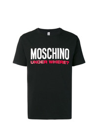 schwarzes bedrucktes T-Shirt mit einem Rundhalsausschnitt von Moschino