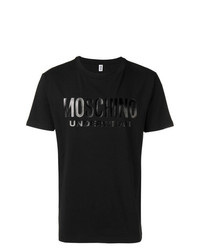 schwarzes bedrucktes T-Shirt mit einem Rundhalsausschnitt von Moschino