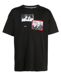 schwarzes bedrucktes T-Shirt mit einem Rundhalsausschnitt von Mostly Heard Rarely Seen
