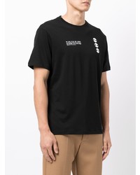 schwarzes bedrucktes T-Shirt mit einem Rundhalsausschnitt von Armani Exchange