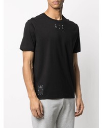 schwarzes bedrucktes T-Shirt mit einem Rundhalsausschnitt von McQ