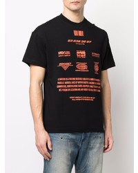 schwarzes bedrucktes T-Shirt mit einem Rundhalsausschnitt von VTMNTS