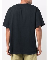 schwarzes bedrucktes T-Shirt mit einem Rundhalsausschnitt von Rhude