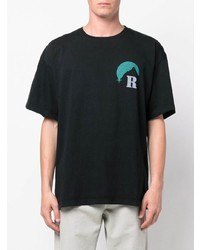 schwarzes bedrucktes T-Shirt mit einem Rundhalsausschnitt von Rhude