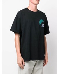 schwarzes bedrucktes T-Shirt mit einem Rundhalsausschnitt von Rhude