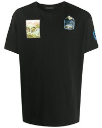 schwarzes bedrucktes T-Shirt mit einem Rundhalsausschnitt von Mr & Mrs Italy