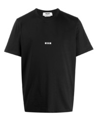 schwarzes bedrucktes T-Shirt mit einem Rundhalsausschnitt von MSGM