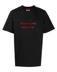 schwarzes bedrucktes T-Shirt mit einem Rundhalsausschnitt von MSGM