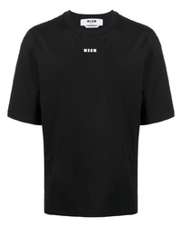 schwarzes bedrucktes T-Shirt mit einem Rundhalsausschnitt von MSGM