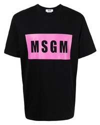 schwarzes bedrucktes T-Shirt mit einem Rundhalsausschnitt von MSGM