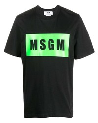 schwarzes bedrucktes T-Shirt mit einem Rundhalsausschnitt von MSGM