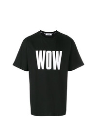 schwarzes bedrucktes T-Shirt mit einem Rundhalsausschnitt von MSGM