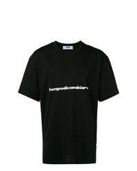 schwarzes bedrucktes T-Shirt mit einem Rundhalsausschnitt von MSGM