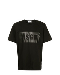 schwarzes bedrucktes T-Shirt mit einem Rundhalsausschnitt von MSGM