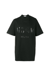 schwarzes bedrucktes T-Shirt mit einem Rundhalsausschnitt von MSGM