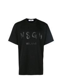 schwarzes bedrucktes T-Shirt mit einem Rundhalsausschnitt von MSGM