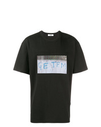 schwarzes bedrucktes T-Shirt mit einem Rundhalsausschnitt von MSGM