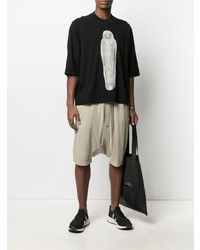 schwarzes bedrucktes T-Shirt mit einem Rundhalsausschnitt von Rick Owens DRKSHDW