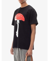 schwarzes bedrucktes T-Shirt mit einem Rundhalsausschnitt von JW Anderson