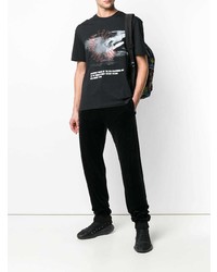 schwarzes bedrucktes T-Shirt mit einem Rundhalsausschnitt von McQ Alexander McQueen