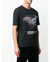 schwarzes bedrucktes T-Shirt mit einem Rundhalsausschnitt von McQ Alexander McQueen