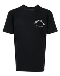 schwarzes bedrucktes T-Shirt mit einem Rundhalsausschnitt von Nahmias