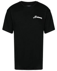 schwarzes bedrucktes T-Shirt mit einem Rundhalsausschnitt von Nahmias