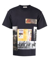 schwarzes bedrucktes T-Shirt mit einem Rundhalsausschnitt von Namacheko
