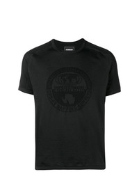 schwarzes bedrucktes T-Shirt mit einem Rundhalsausschnitt von Napa By Martine Rose