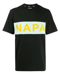 schwarzes bedrucktes T-Shirt mit einem Rundhalsausschnitt von Napapijri