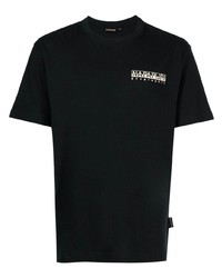 schwarzes bedrucktes T-Shirt mit einem Rundhalsausschnitt von Napapijri