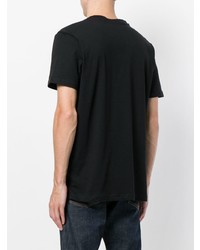 schwarzes bedrucktes T-Shirt mit einem Rundhalsausschnitt von Alpha Industries