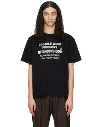 schwarzes bedrucktes T-Shirt mit einem Rundhalsausschnitt von Neighborhood