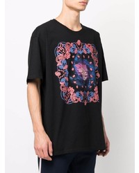 schwarzes bedrucktes T-Shirt mit einem Rundhalsausschnitt von Etro