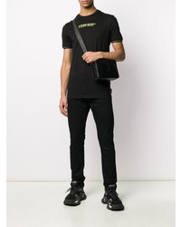 schwarzes bedrucktes T-Shirt mit einem Rundhalsausschnitt von Philipp Plein