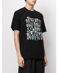 schwarzes bedrucktes T-Shirt mit einem Rundhalsausschnitt von A Bathing Ape