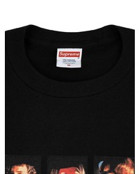 schwarzes bedrucktes T-Shirt mit einem Rundhalsausschnitt von Supreme