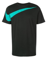 schwarzes bedrucktes T-Shirt mit einem Rundhalsausschnitt von Nike