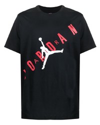 schwarzes bedrucktes T-Shirt mit einem Rundhalsausschnitt von Nike