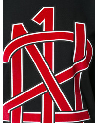 schwarzes bedrucktes T-Shirt mit einem Rundhalsausschnitt von No.21