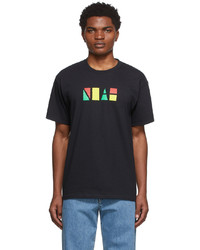 schwarzes bedrucktes T-Shirt mit einem Rundhalsausschnitt von Noah
