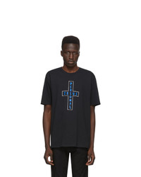 schwarzes bedrucktes T-Shirt mit einem Rundhalsausschnitt von Noah NYC