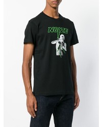 schwarzes bedrucktes T-Shirt mit einem Rundhalsausschnitt von Diesel