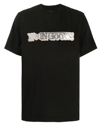 schwarzes bedrucktes T-Shirt mit einem Rundhalsausschnitt von Noon Goons