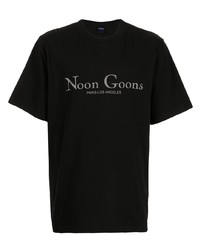 schwarzes bedrucktes T-Shirt mit einem Rundhalsausschnitt von Noon Goons